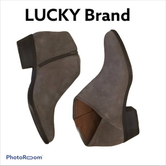LUCKY BRAND Taupe Suede Ankle Boots Size 9W NWOT Cowboy Boots - Picture 1 of 7